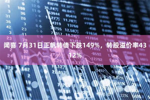 闻喜 7月31日正帆转债下跌149%，转股溢价率4312%